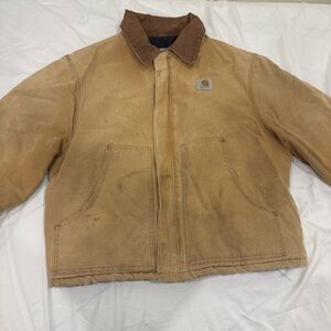 Vintage Carhartt J97 Detroit Jacket Large Sandstone Duck Blanket Lined Tan Camel